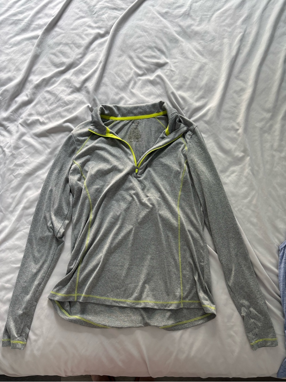 Danskin Gray Long-Sleeve Quarter-Zip Top with Lime Trim